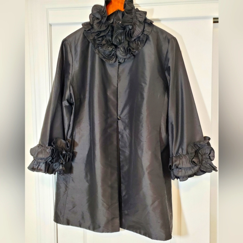 FRASCARA - Beker Fashions 100% Silk Jacket - Black Size 14
